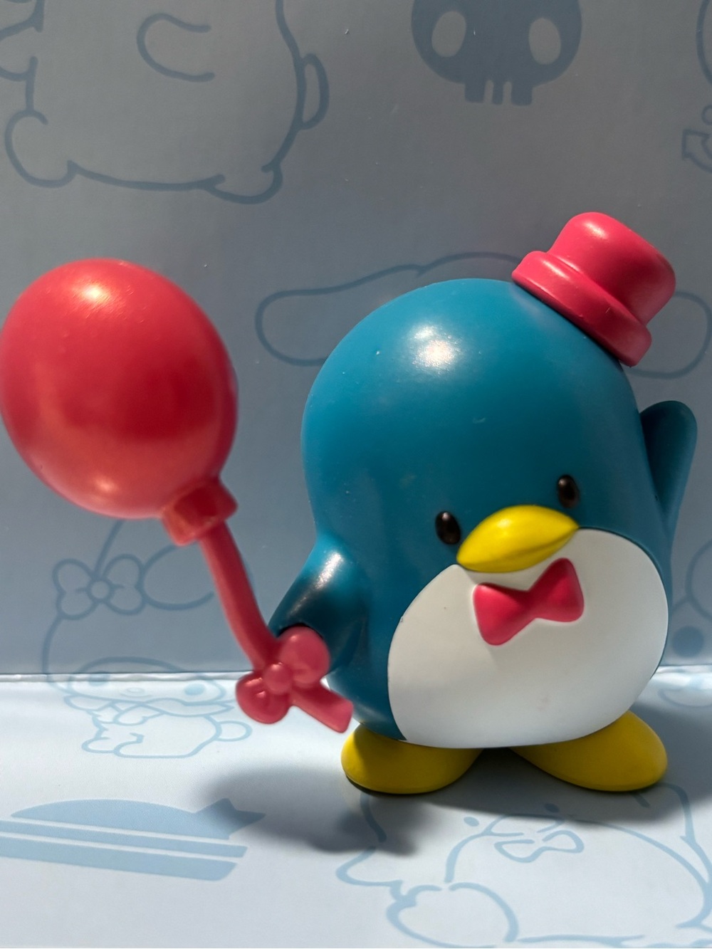 Sanrio Tuxedosam Figure with Pink Hat and Red Balloon
